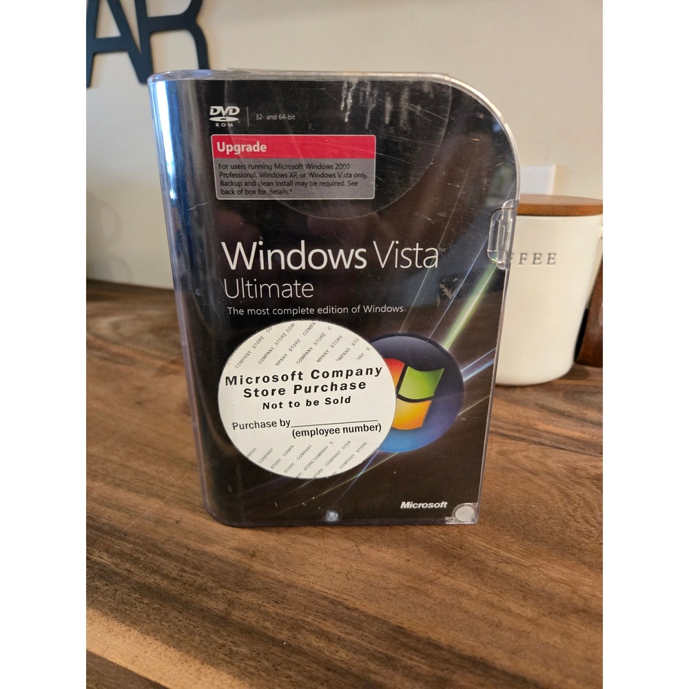 Microsoft Windows Vista Ultimate Upgrade 32-bit 64-bit DVD-ROM Software Box Set